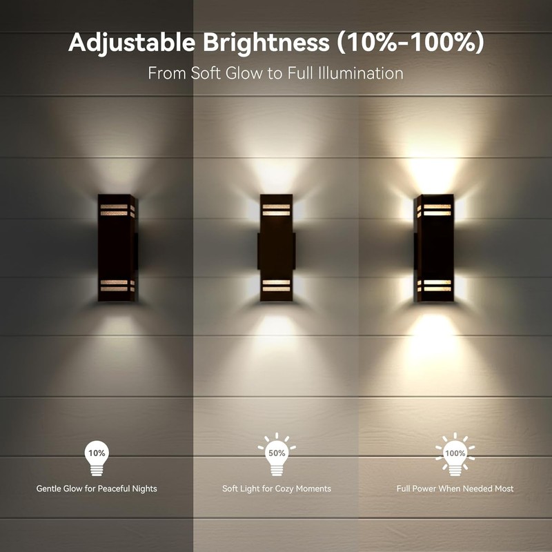 Smart Outdoor Wall Lights 2 Pack, IP65 RGB Wall Lights