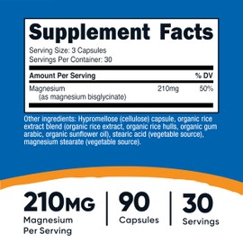 Nutricost Magnesium Glycinate Capsules (90 Capsules, 210 mg Per Serving) - Magnesium Glycinate Supplement for Gentle Absorption