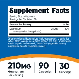 Nutricost Magnesium Glycinate Capsules (90 Capsules, 210 mg Per Serving) - Magnesium Glycinate Supplement for Gentle Absorption