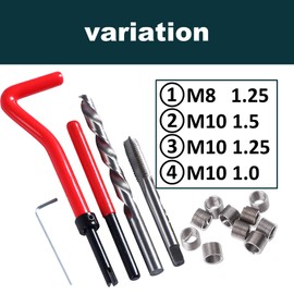 Lebonarier Recoil Kit Helisert Screw Hole Repair Kit Repair Tool Screw Hole Recoil Thread Repair Kit (Red M10 1.25)