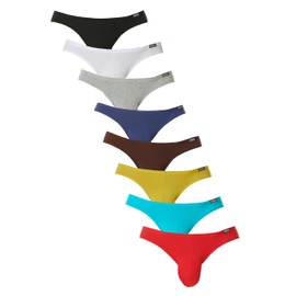 Mens Modal Briefs Low Rise Bikini Underwear Pack of 8,Medium