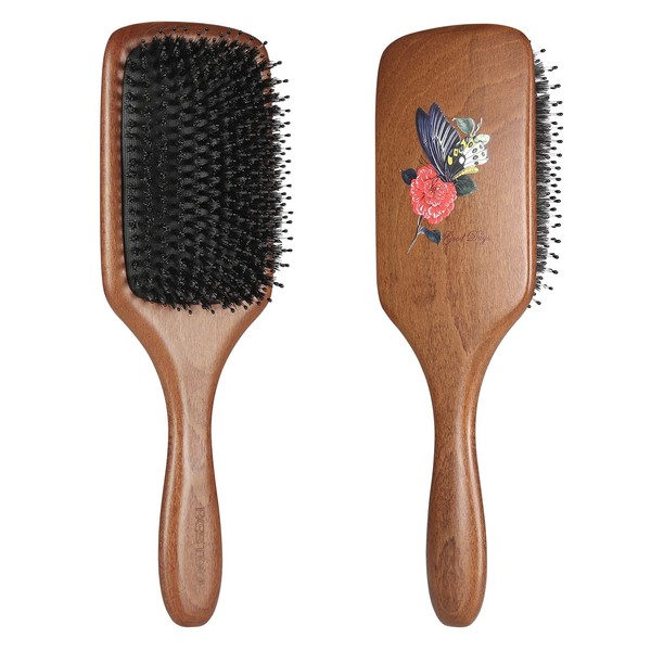 Bestool Hair Brush, Boar Bristle Brush with Nylon Pins, for Women Men, Paddle Detangler Brush for Massaging, detangling, straightening, Suitable for All Hair Types