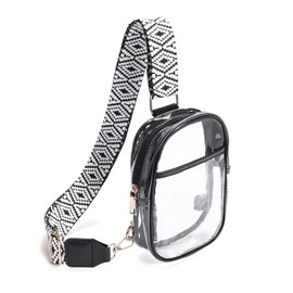 Clear Crossbody Bag for Stadium Events, Stadium Approved Clear Sling Bags for Game Day, Concerts, Black - Style 02