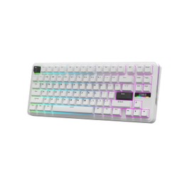 EPOMAKER TH85 QMK/VIA Wireless Gaming Keyboard, BT5.0/2.4GHz/USB-C, Hot Swappable Pre-lubed Custom Milk Blue Tactile Switches, Gasket Creamy Keyboard for PC/Mac/Office/Gaming (White)