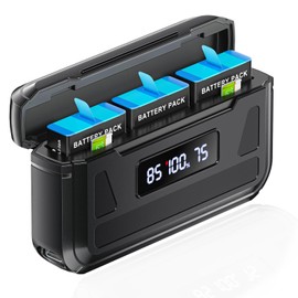 Hero 12/11/10/9 Battery Charger for GoPro Hero 12/11/10/9 Battery with Type-C Cord and TF Card Storage, Fully Compatible with Original GoPro Battery