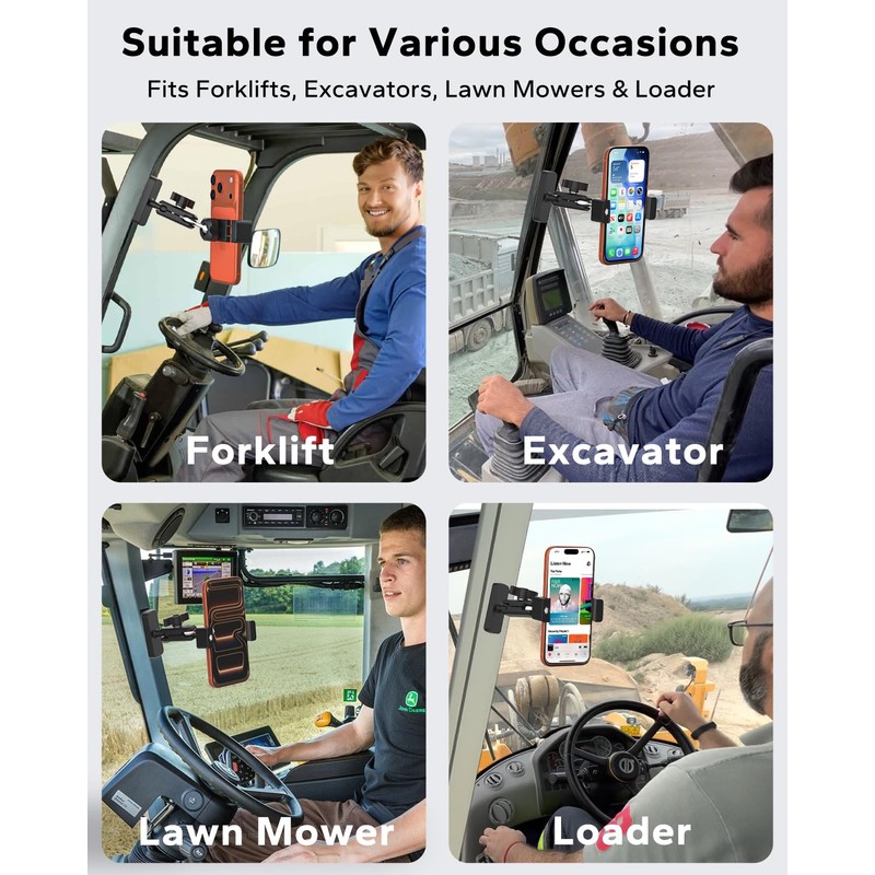 Upgraded Magnetic Tractor Phone Holder for Forklift/Front Loader/Excavator