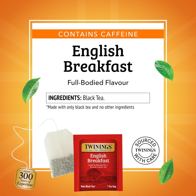 Twinings English Breakfast Black Tea Individually Wrapped Bags, 20 Count