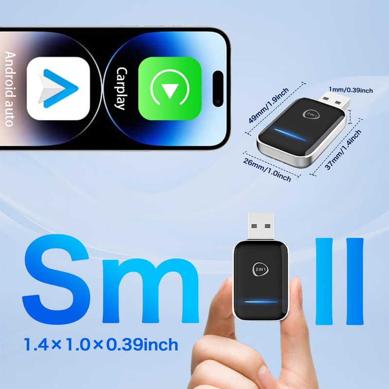Mini 2-in-1 Wireless CarPlay & Android Auto Adapter – Converts