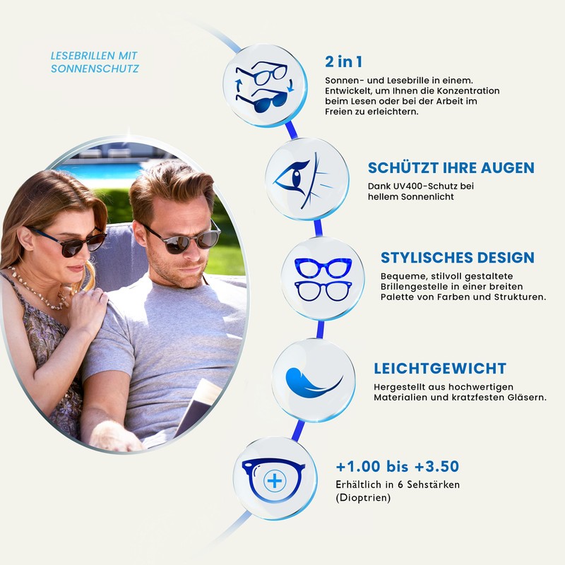 Die Lesebrille Unternehmen Schwarz Braun Blau Leser Mit Blau Sonne
