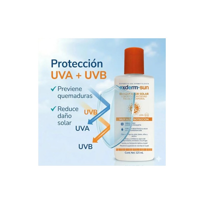Exderm Sun Fotoprotector Solar Fluido FPS 50+ 125ml - Bloqueador