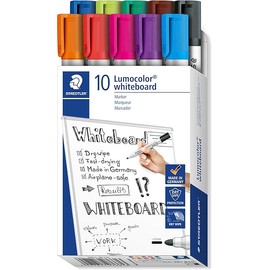 STAEDTLER 351 B10 Lumocolor Whiteboard Marker Bullet Tip, 2.0mm Line Width - Assorted Colours (Box of 10)