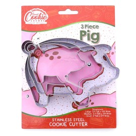 Sweet Cookie Crumbs Pig Farm Animal Cookie Cutter Set, Large 3-Piece Set, Premium Food Grade Stainless Steel, Dishwasher Safe