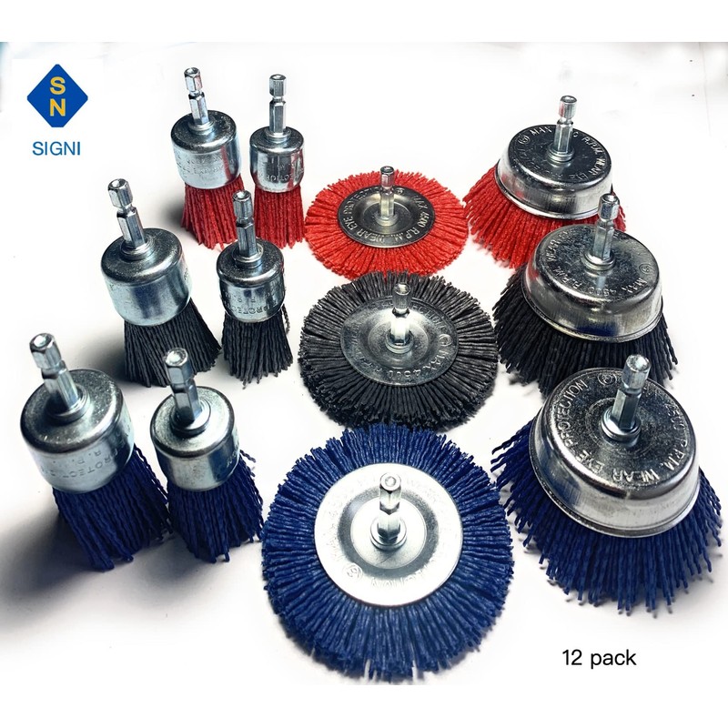 Signi 12 Pack Nylon Bristle Filament Abrasive Brush Drill Wheel