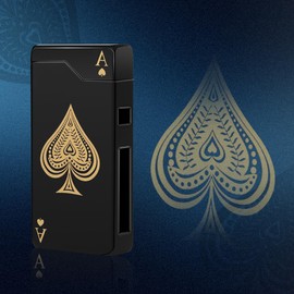 LcFun Electric Lighter Rechargeable USB, Dual Arc Plasma Lighter, Windproof Flameless Electronic Lighters, Pocket Metal Lighters with LED Battery Indication for Candles, Camping (Black Ace)