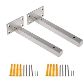 Heavy Duty Shelf Brackets,ULIFESTAR Floating Shelf Brackets,Wall Mounted Decorative Shelving Shelf Supports Wall Hanging Bracket with Screws,Hardware Brace for DIY Home Storage 2 Pack (6'', Silver)