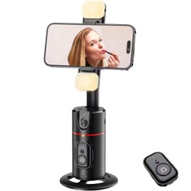 GREEN HOUSE Auto Face Tracking Phone Holder, Selfie Gimbal with Rechargeable & Detachable LED Fill Light & Detachable Controller