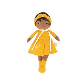 Kaloo Tendresse - My First Fabric Doll Naomie 12.5” Tall - Black Hair and Yellow Linen Dress - Washable - Ages 0+ - K200009