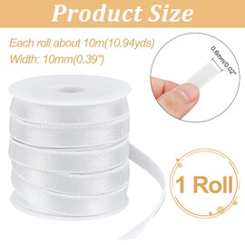 NBEADS 10.94 Yards(10m) Bra Strap Elastic, 10mm Flat Elastic Bra Strap Polyester Elastic Band Stretchable Adjustable Cord Ribbon for DIY Shoulder Bra Clothes Waistband Sewing Project, White