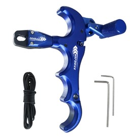 xxiaojun Compound Bow Aid Trigger and 10 feet D Loop Rope，4 Fingers AdjustableThumb Release Bow Aluminum Alloy Aids，for Outdoor Hunting ，Adult Archery