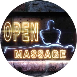Open Massage Dual Colour LED Bar Light Neon Light Advertising Neon Sign White & Yellow 300 x 210 mm st6s32-i0155-wy