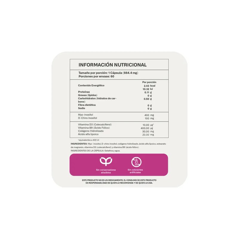 Lifeed 5 Inositol 60 Cpsulas Myo Inositol D-chiro Sabor Sin