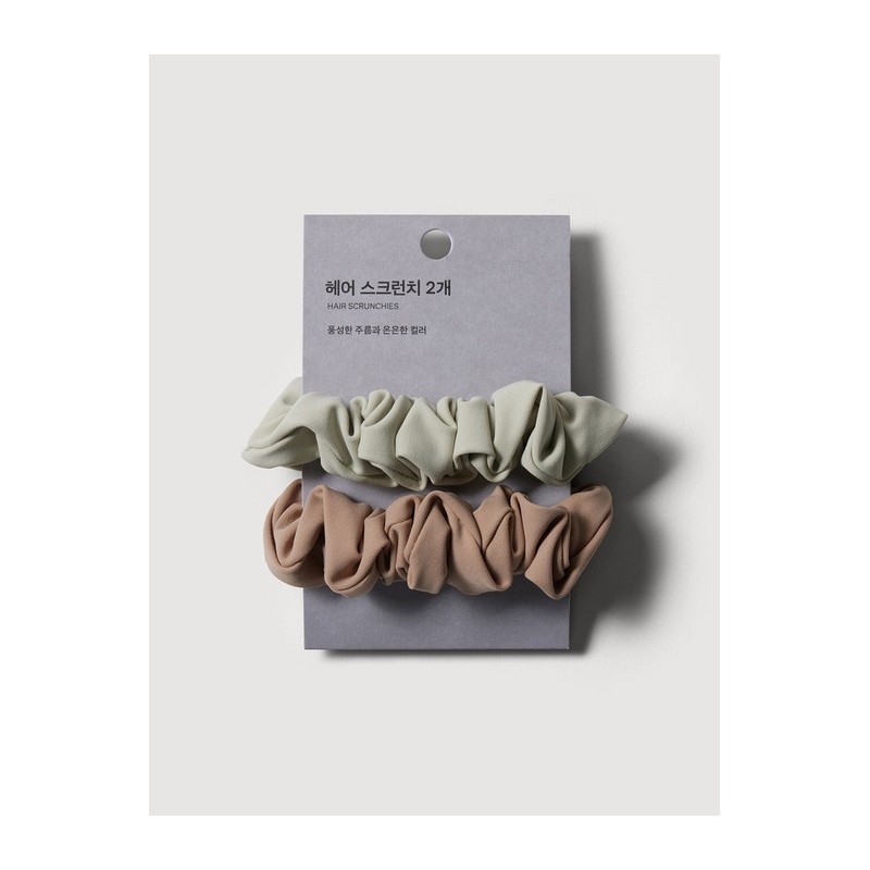 [JAJU JAJU] 2 hair scrunchies beige, khaki gray / [JAJU자주]