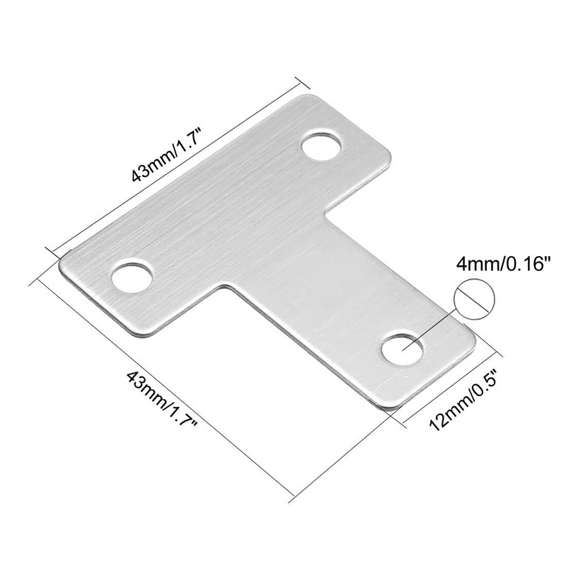 sourcing map Flat T Shape Repair Mending Plate, 43mmx43mm, Stainless