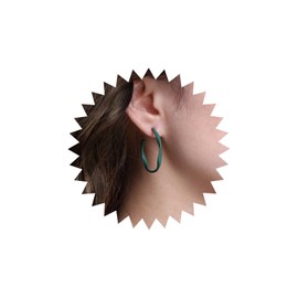 Atentuyi Boho Green Acrylic Twisted Hoop Earrings Silver Huggie Hoop Stud Earrings Large C Shape Earrings Minimalist Round Circle Open Earrings Jewelry for Women and Girls