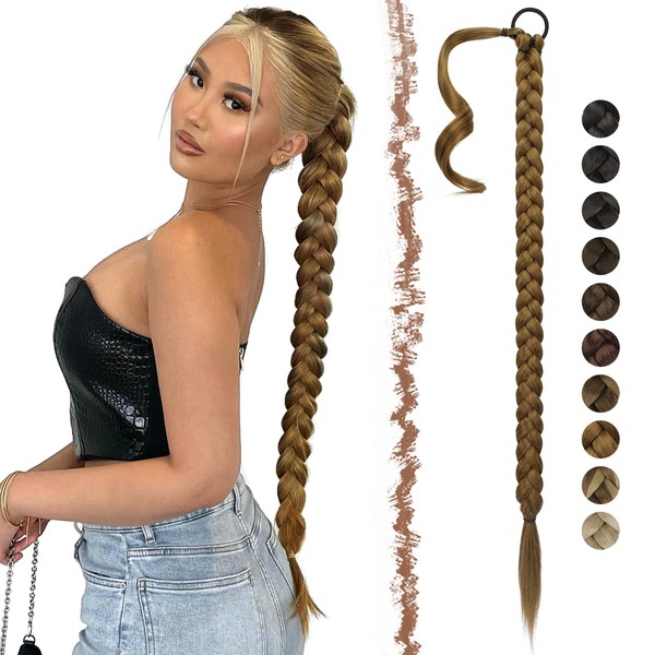 FESHFEN Braid Extensions Ponytail Extension with Scrunchie, 65 cm Long