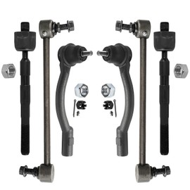 Detroit Axle - Front 6pc Sway Bars Tie Rods for 2012-2017 Hyundai Accent Kia Rio, 4 Inner & Outer Tie Rod Ends 2 Sway Bar End Links 2013 2014 2015 2016 Replacement