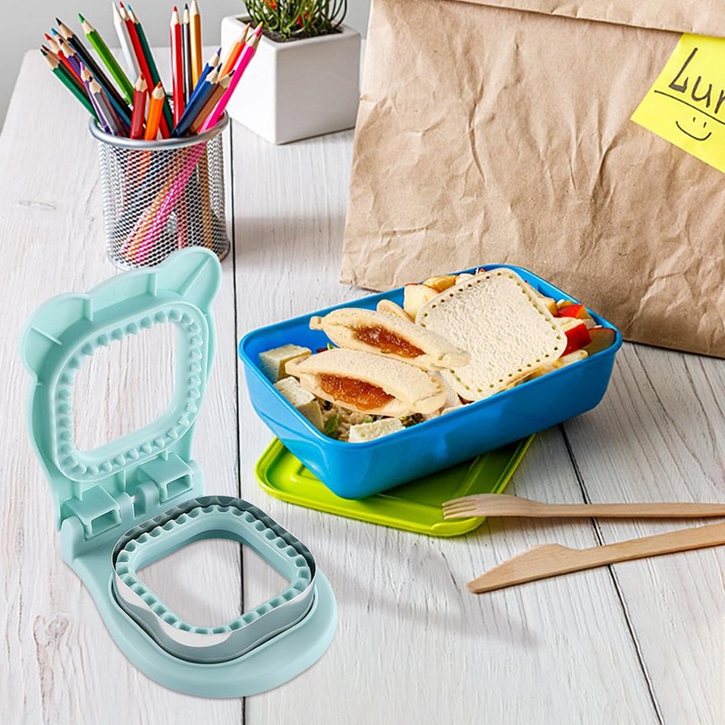 Zayookey Sandwich Mold Sealer Sandwich Cutter Press Square Blue Lunch