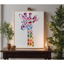 Giraffe Stencil Template Reusable for Painting on Walls, Wood, Arts and Crafts (961) - 5.5 x 8.5 Inches