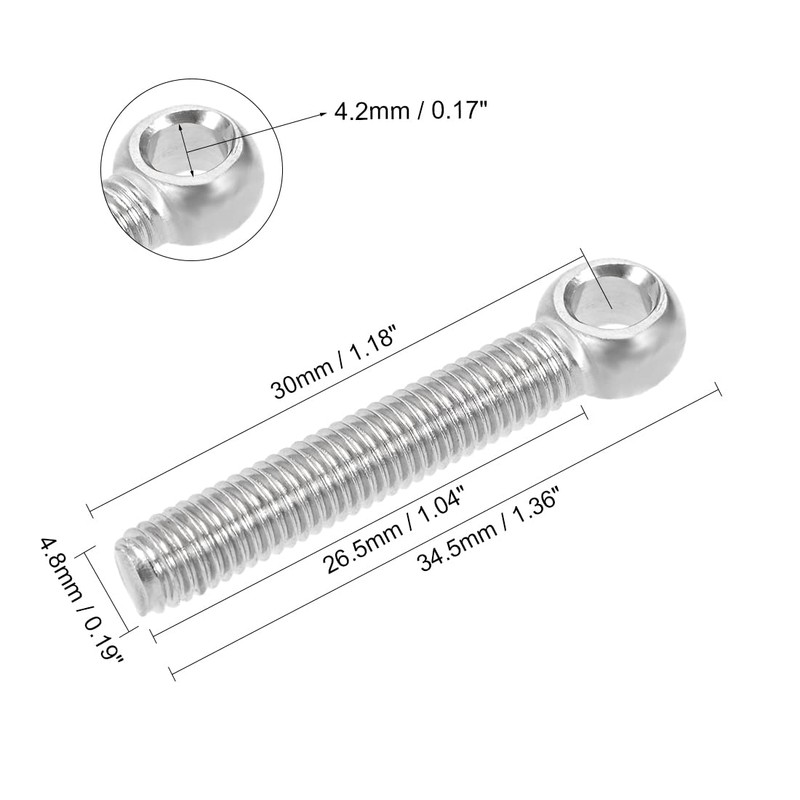 uxcell M5 x 30mm 304 Stainless Steel Machine Shoulder Lift