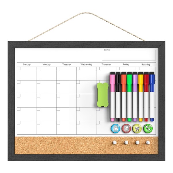 Dry Erase Calendar for Wall, 17"x13" Dry Erase Calendar Cork