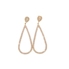 Bling Rhinestone Earrings for Women,Sparkly Silver Teardrop Dangling Earrings Trendy Large Chandelier Earring,Bridal Wedding Jewelry Accessories Gift (Gold)