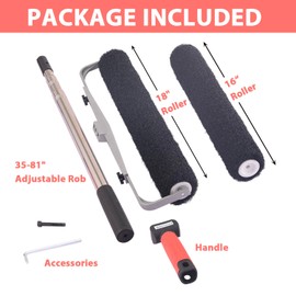 BXGTECH 18inch+16inch Drywall Compound Roller with Extension Handle, Sef of 2 Drywall Texture Roller Brush for Smoothing Walls and Ceilings