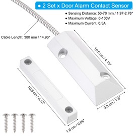 PATIKIL Rolling Door Alarm Contact Sensor,2 Pcs 0~100V/0.5Amp Magnetic Reed Switch with 2 Wires for N.C. Home Garage Security Kit, Grey