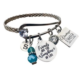 FRIENDSHIP bracelet, Best friend gift, Friend birthday gift, 40th birthday, Gifts for HER, 60th birthday, 50th birthday, birthstone, initial