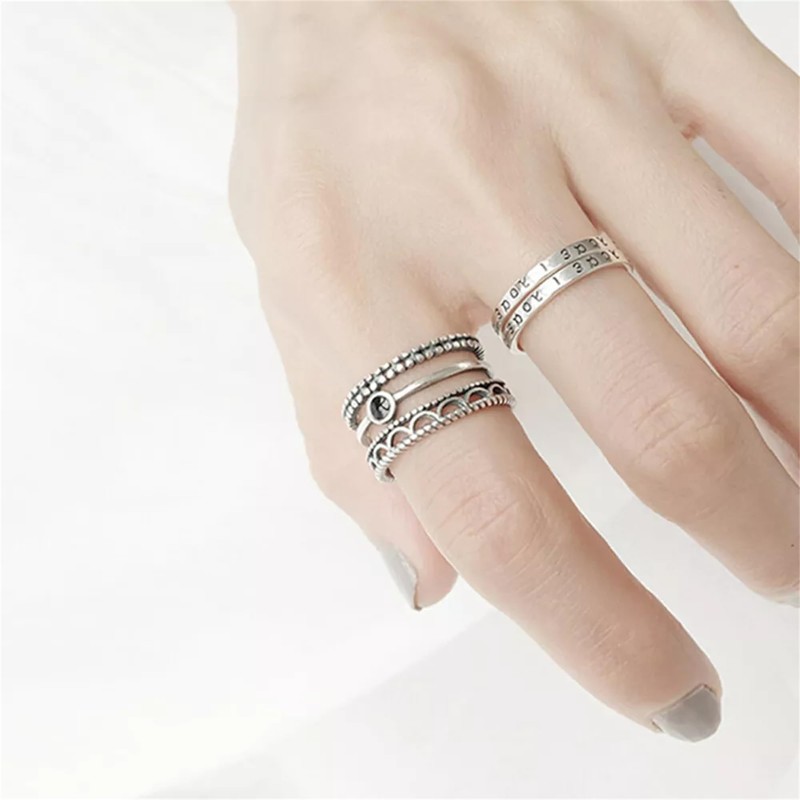 SUGARKITTEN LONDON Sterling Silver Greek Letter Love Forever Open Band