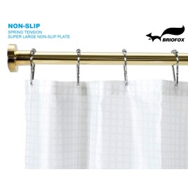 BRIOFOX Spring Tension Curtain Rod 43-73 Inches, Rust-Resistance and Non-Slip Shower Curtain Rod for Window or Bathroom, Gold