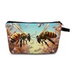 MoCaliduccious Two Bumblebees & Flowers Print Cosmetic Bag Vibrant Travel