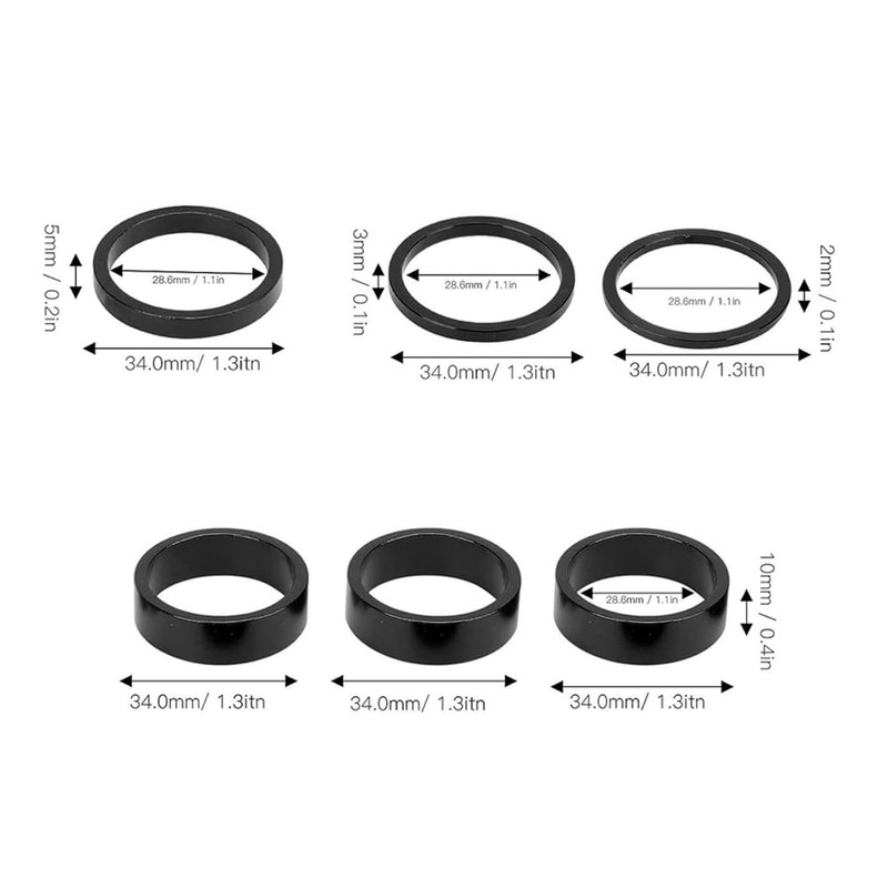 Ieron 9PCS Bicycle Headset Spacer Kit With Stem Top Cap