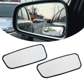 Car Blind Spot Mirror, 3.7 Inches X 1.4 Inches Framed Rectangular Wide Angle Rearview Mirror, Adjustable Hd Wide Angle Parking Aid Tool Universal For Most Cars (2 Pcs Black)