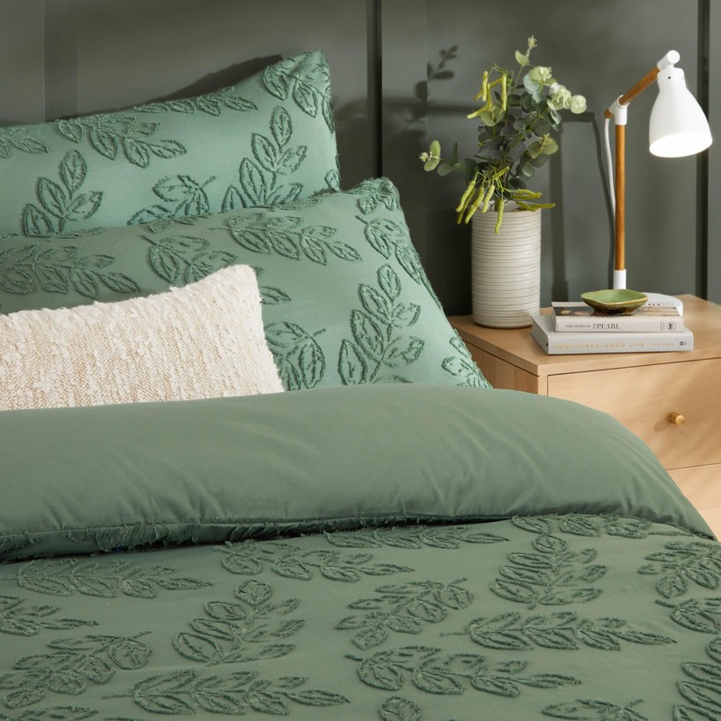 Duvet Day Seville Leaf Bettbezug-Set – getuftetes, weiches Blätterdesign mit
