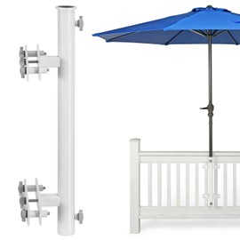Wanhork Heavy Duty 304 Stainless Steel Patio Umbrella Holder,Deck Umbrella Holder,for Outdoor Fixed Deck Railing Grille Umbrella Deck Mount(Grille, White)