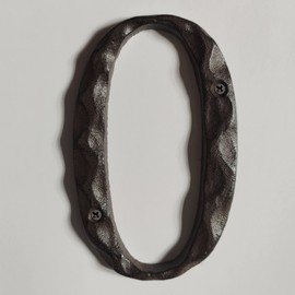 Cast Iron House Numbers-5 Inch Rustic Address Number- Solid & Heavy Duty/ Easy Install with Matching Screws-Number 0