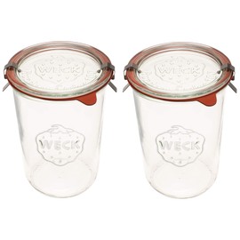 Weck Canning Jars 743 - Weck Mold Jars made of Transparent Glass - Eco-Friendly Canning Jar - Storage for Food with Air Tight Seal and Lid - 3/4 Liter Tall Jars Set - Set of 2 Jars