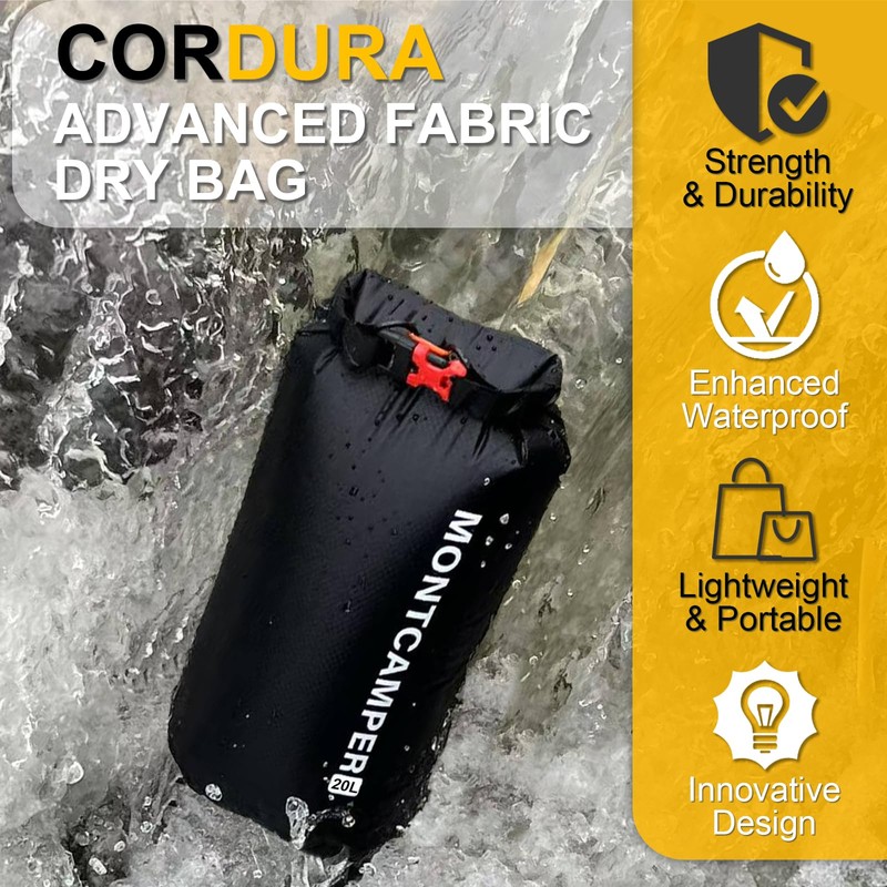 MONTCAMPER Upgraded CORDURA Waterproof Dry Bag-Durable&Lightweight Storage Sack for Hiking,
