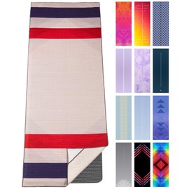 Yoga Drip Yoga Towel - Non Slip Hot Yoga Mat Towel With Corner Pockets, No-Skid Grip, and Built-in Alignment Lines | Soft, Moisture Wicking, and Sweat Absorbent | No Bunching, Stays in Place 72" x 25"