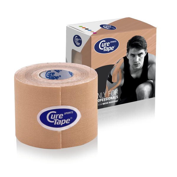 CureTape® Sports Kinesiology Tape | 30% Stronger Adhesion for Extreme Sporting Conditions | Waterproof & Quick Dry Viscose | Recover Faster, Train Harder! (Beige)